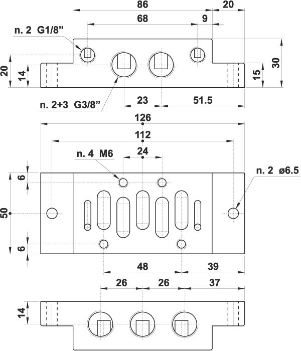 Individual sub-base with side entry