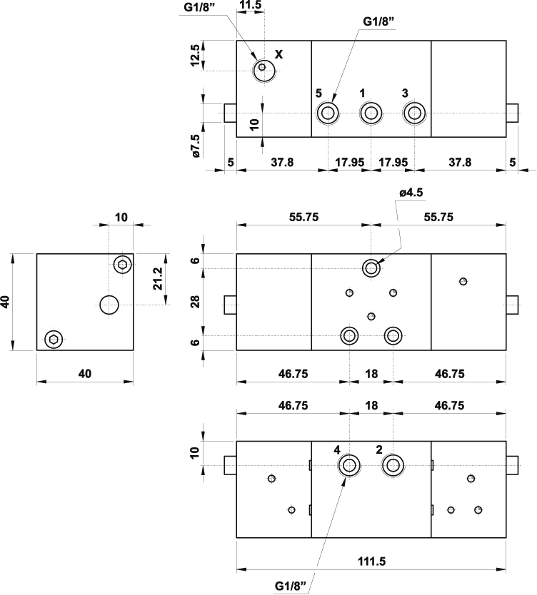AZ Pneumatica. Oscillating valve 1/8 with NOT logic elements 10.029.4