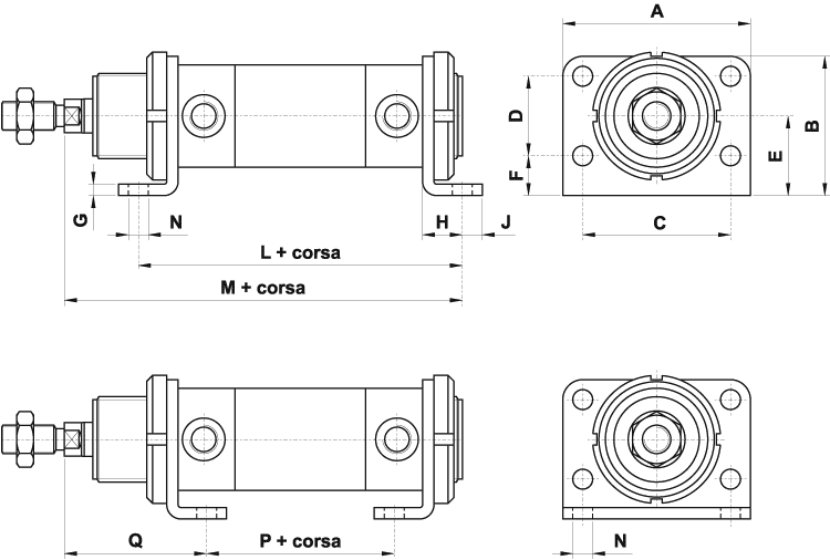Foot mounting for round cylinders